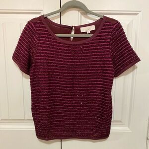 Ann Taylor loft burgundy sequin blouse S